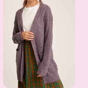 Listicle women’s size small lavender long sleeve knit cardigan with pockets